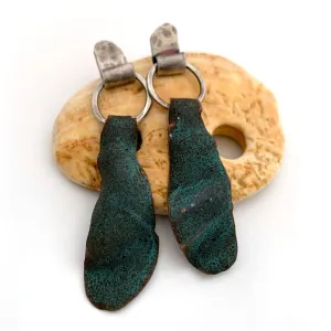 Textured Green Ribbon Earrings