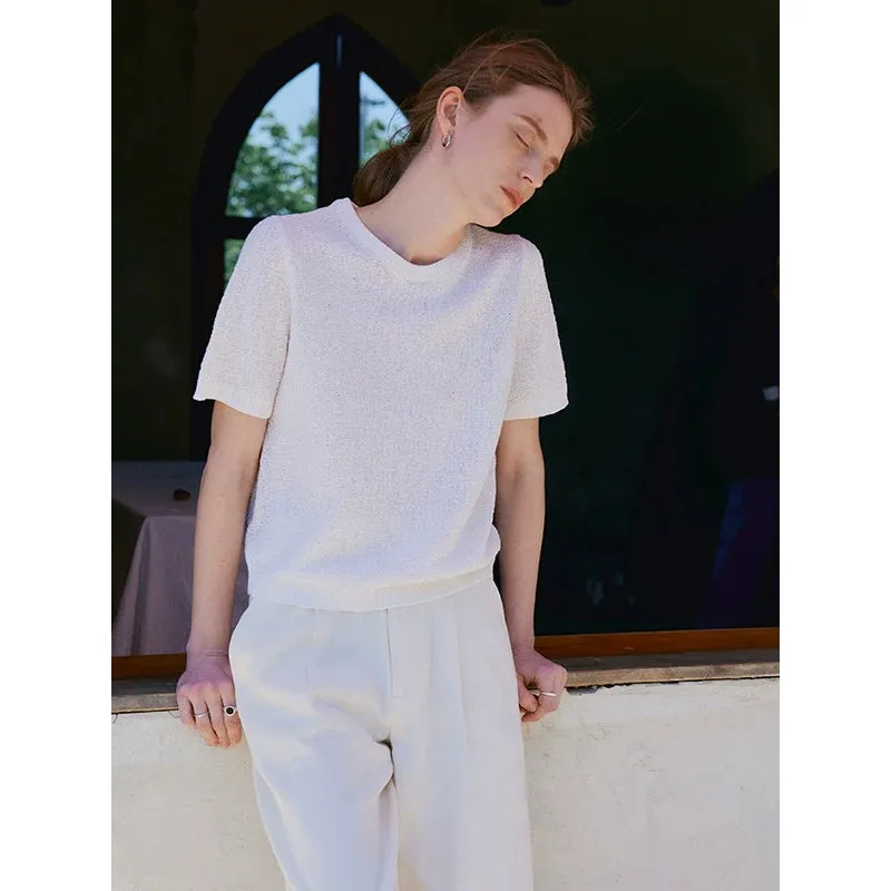 Textured Short-Sleeve Knit Top