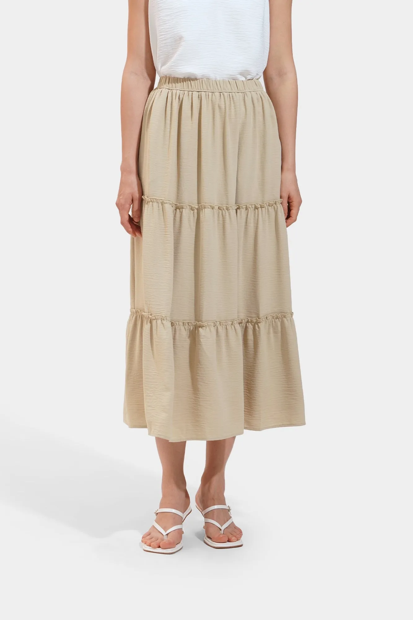 Textured Tiered Maxi Skirt