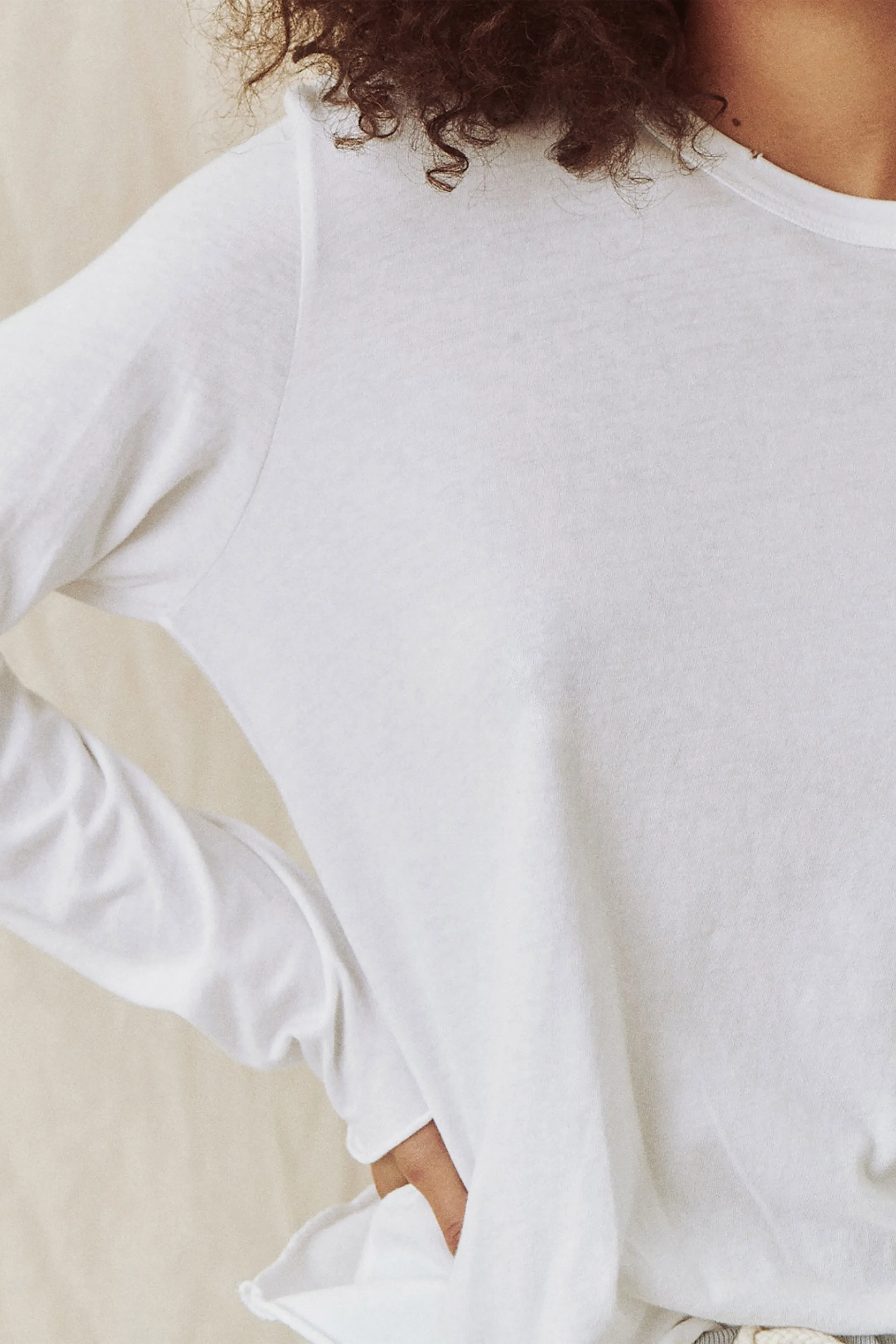 The Long Sleeve Crop Tee in True White