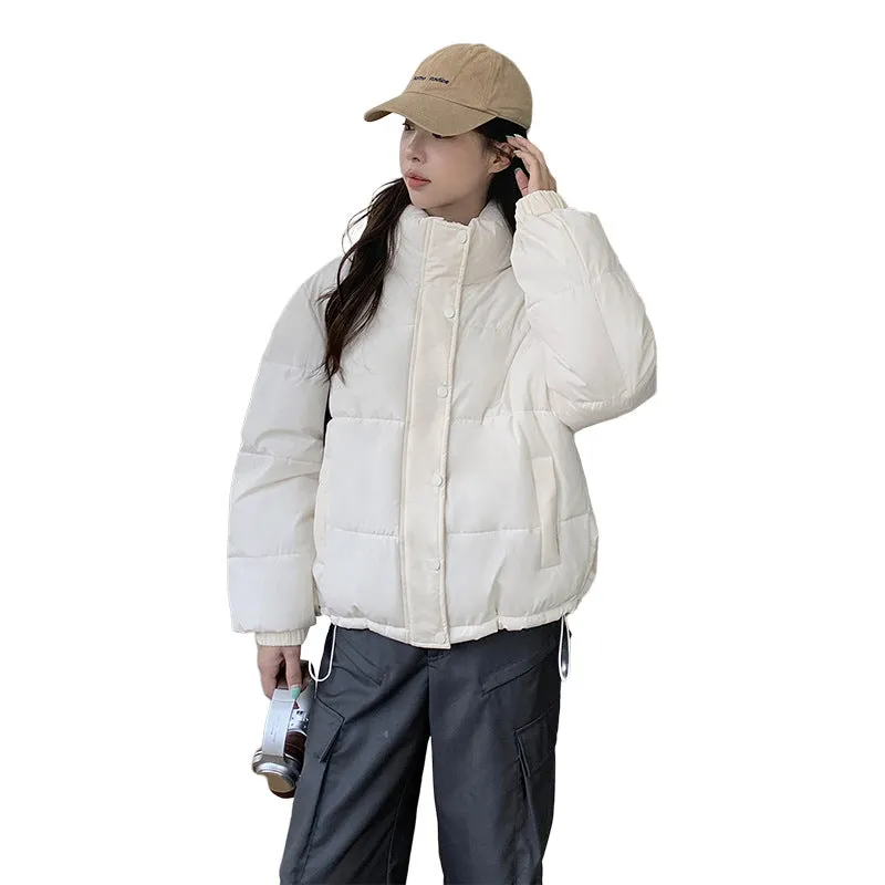 Thickened Cropped Puffer Jacket Water-resistant and Windproof Design