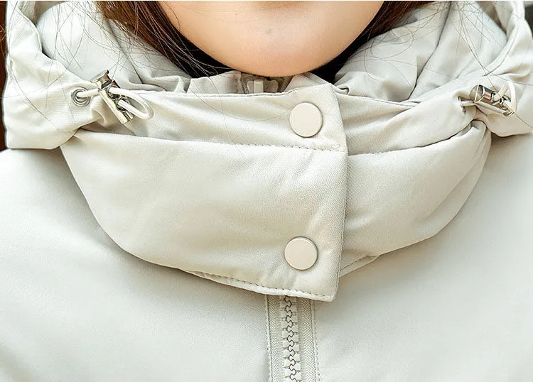 Thickened Cropped Puffer Jacket with Relaxed-Fit for Women