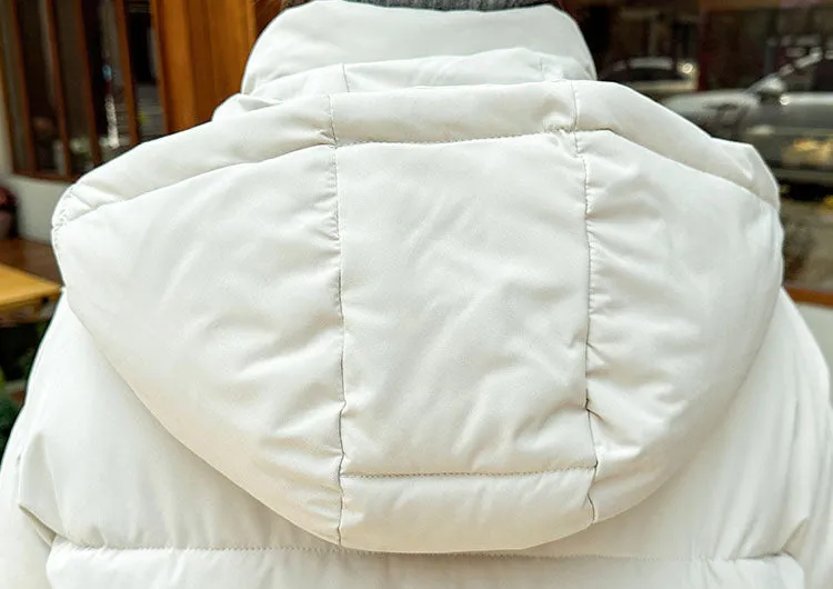 Thickened Cropped Puffer Jacket with Relaxed-Fit for Women