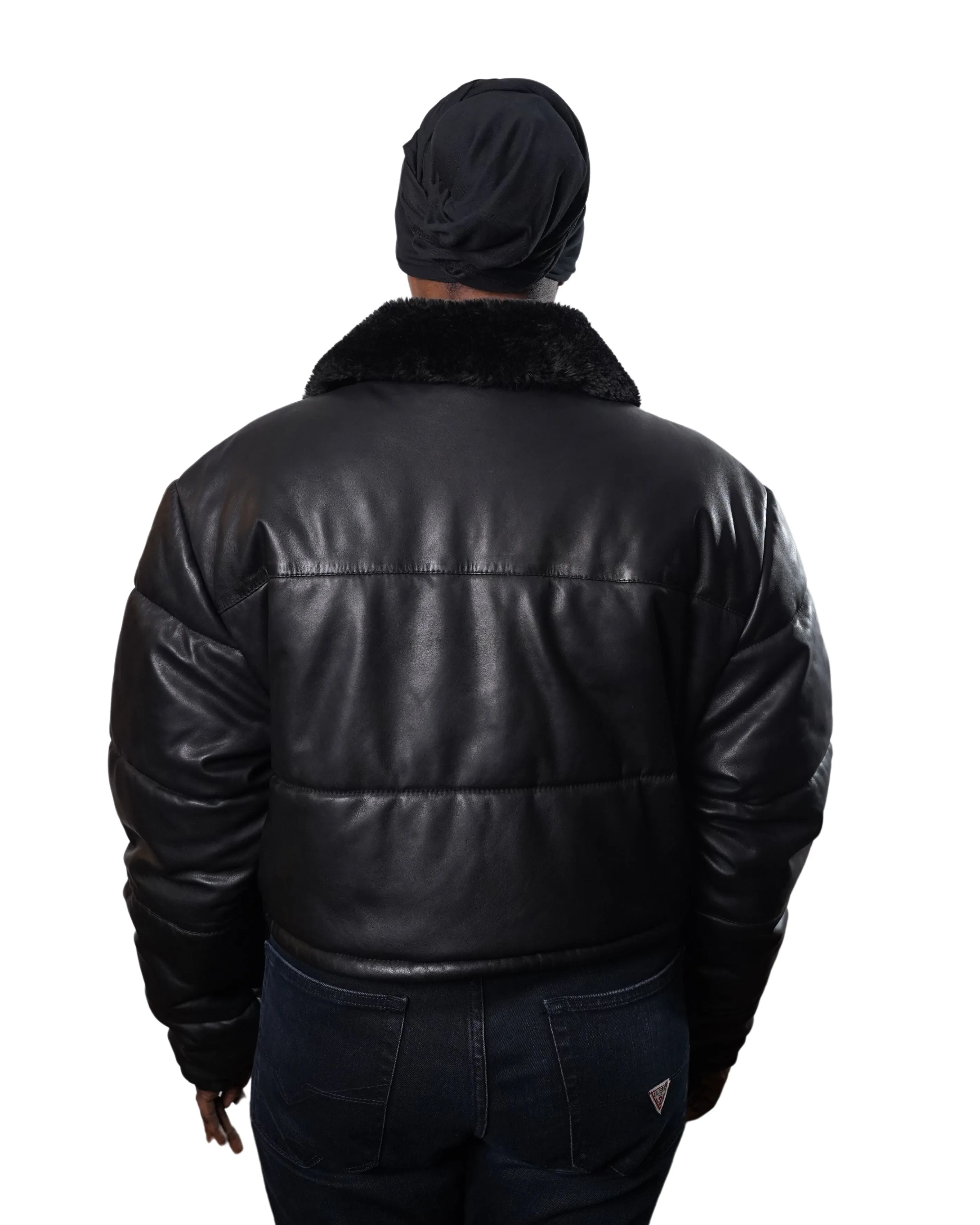 TINA WOMEN CROPPED PUFFER LEATHER JACKET