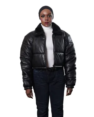 TINA WOMEN CROPPED PUFFER LEATHER JACKET