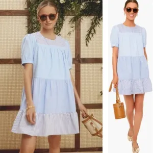Tuckernuck English Factory Blue Tiered Quinn Relaxed Fit Mini Dress