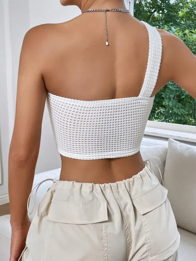 Twist and Shout One-Shoulder Crop Top
