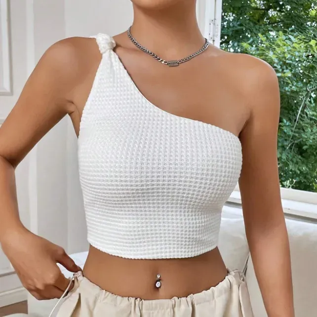 Twist and Shout One-Shoulder Crop Top