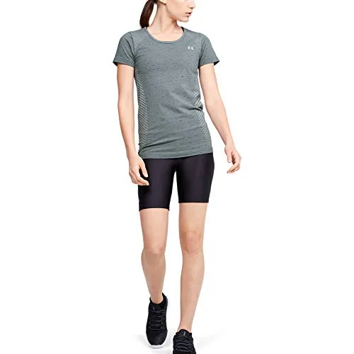 Under Armour Women's Seamless Melange Short Sleeve T-Shirt, Hushed Turquoise (396)/Metallic Silver, X-Large