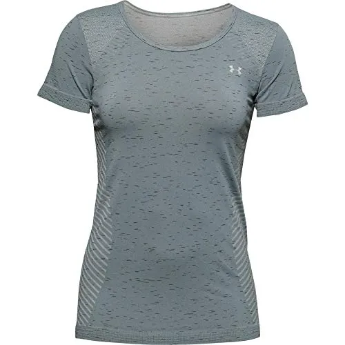 Under Armour Women's Seamless Melange Short Sleeve T-Shirt, Hushed Turquoise (396)/Metallic Silver, X-Large