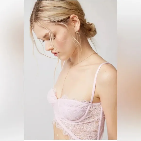 UO Out From Under Modern Love Cropped Corset, Light Pink, XL, NWT