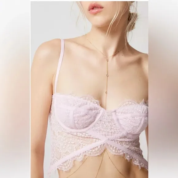 UO Out From Under Modern Love Cropped Corset, Light Pink, XL, NWT