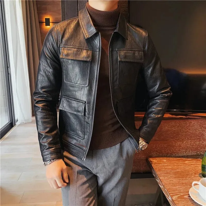 UrbanMeister Slim Fit Lederjacke