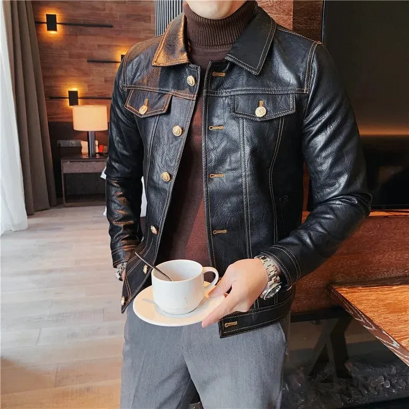UrbanMeister Slim Fit Lederjacke