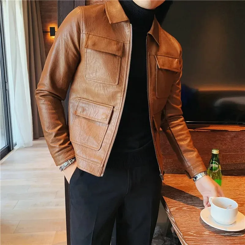 UrbanMeister Slim Fit Lederjacke