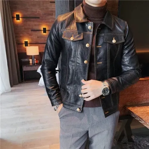 UrbanMeister Slim Fit Lederjacke