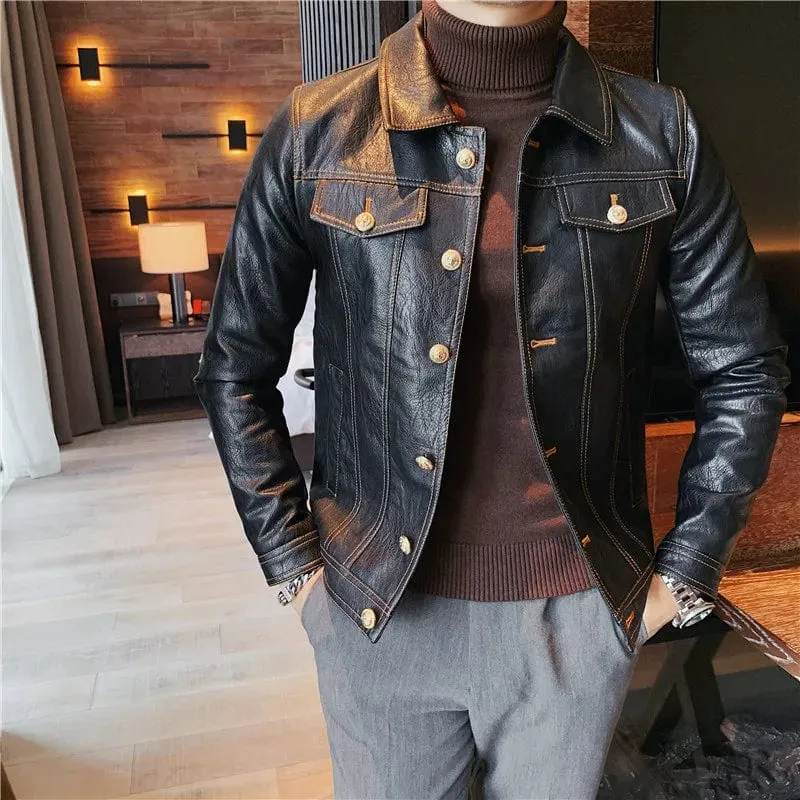 UrbanMeister Slim Fit Lederjacke