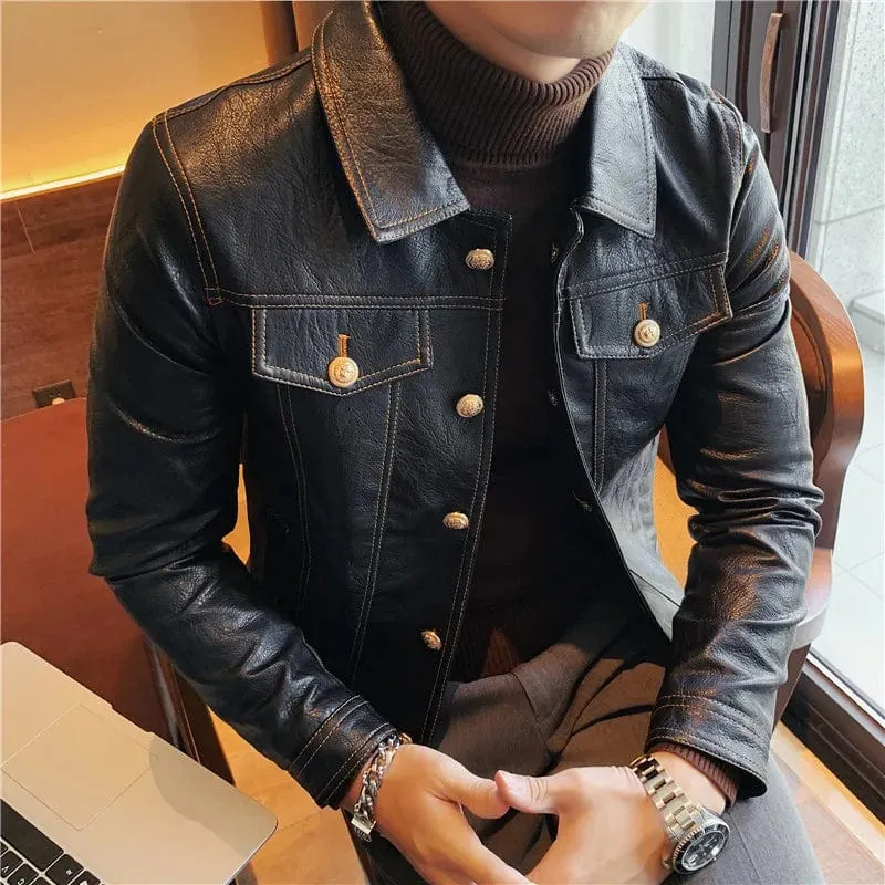 UrbanMeister Slim Fit Lederjacke