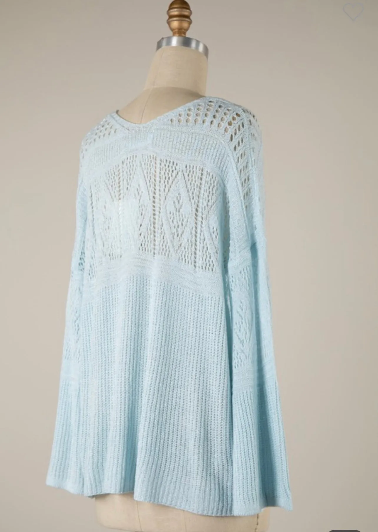 V Neck Open Crochet Knit Sweater- Available in 2 Colors!