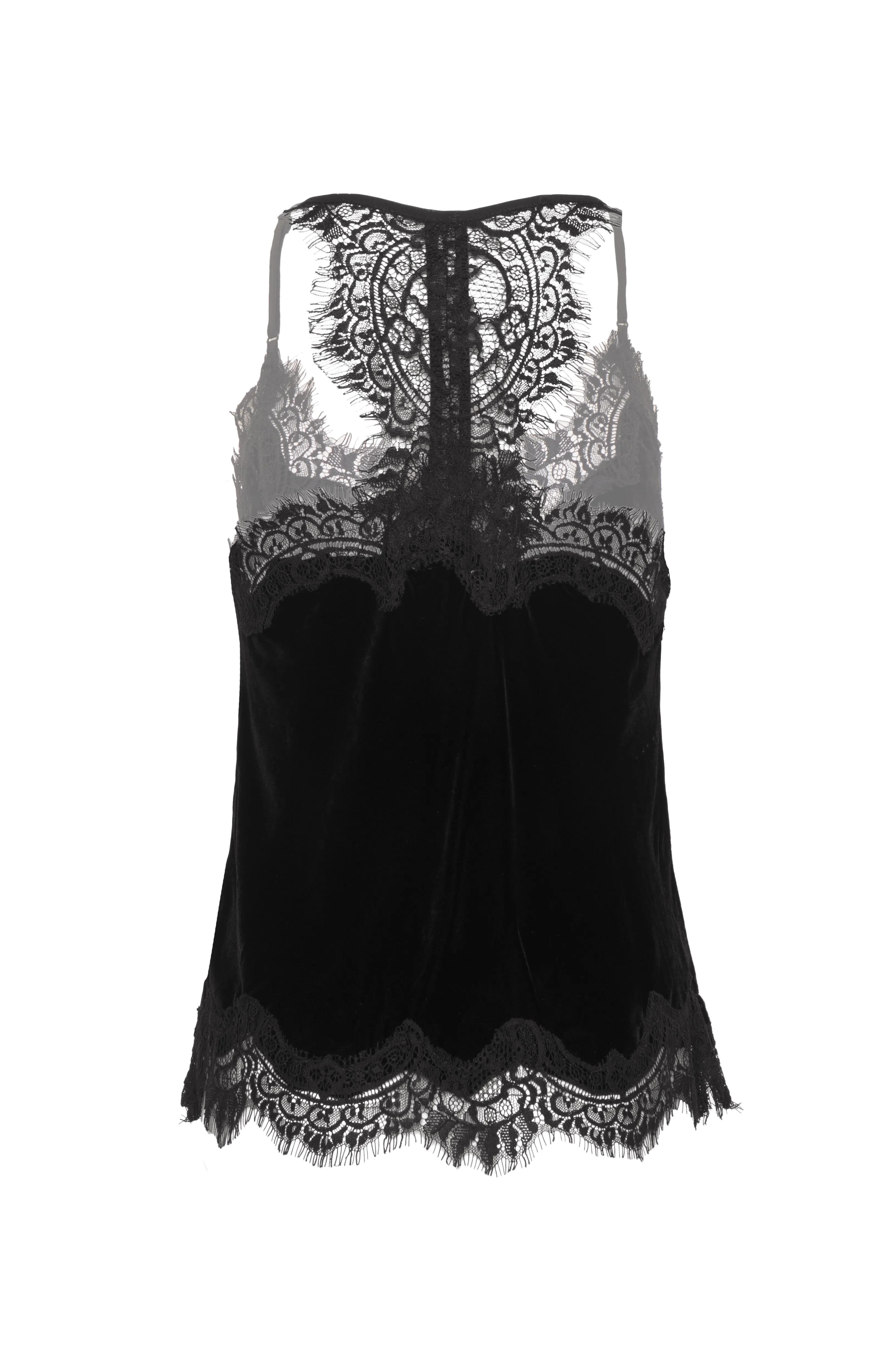 Velvet Cropped Lace Cami Black