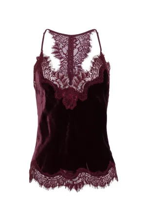 Velvet Cropped Lace Cami Burgundy