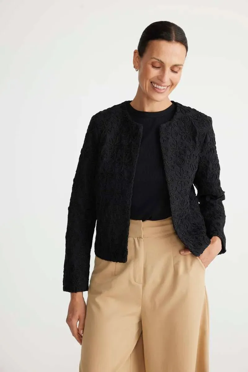 Versaille Jacket  Black Raised Embroidery