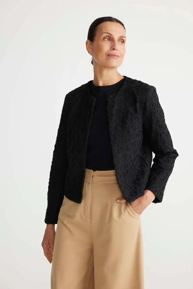 Versaille Jacket  Black Raised Embroidery