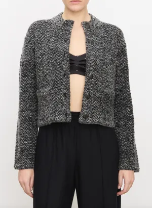VINCE HERRINGBONE TEXTURED CARDI JACKET