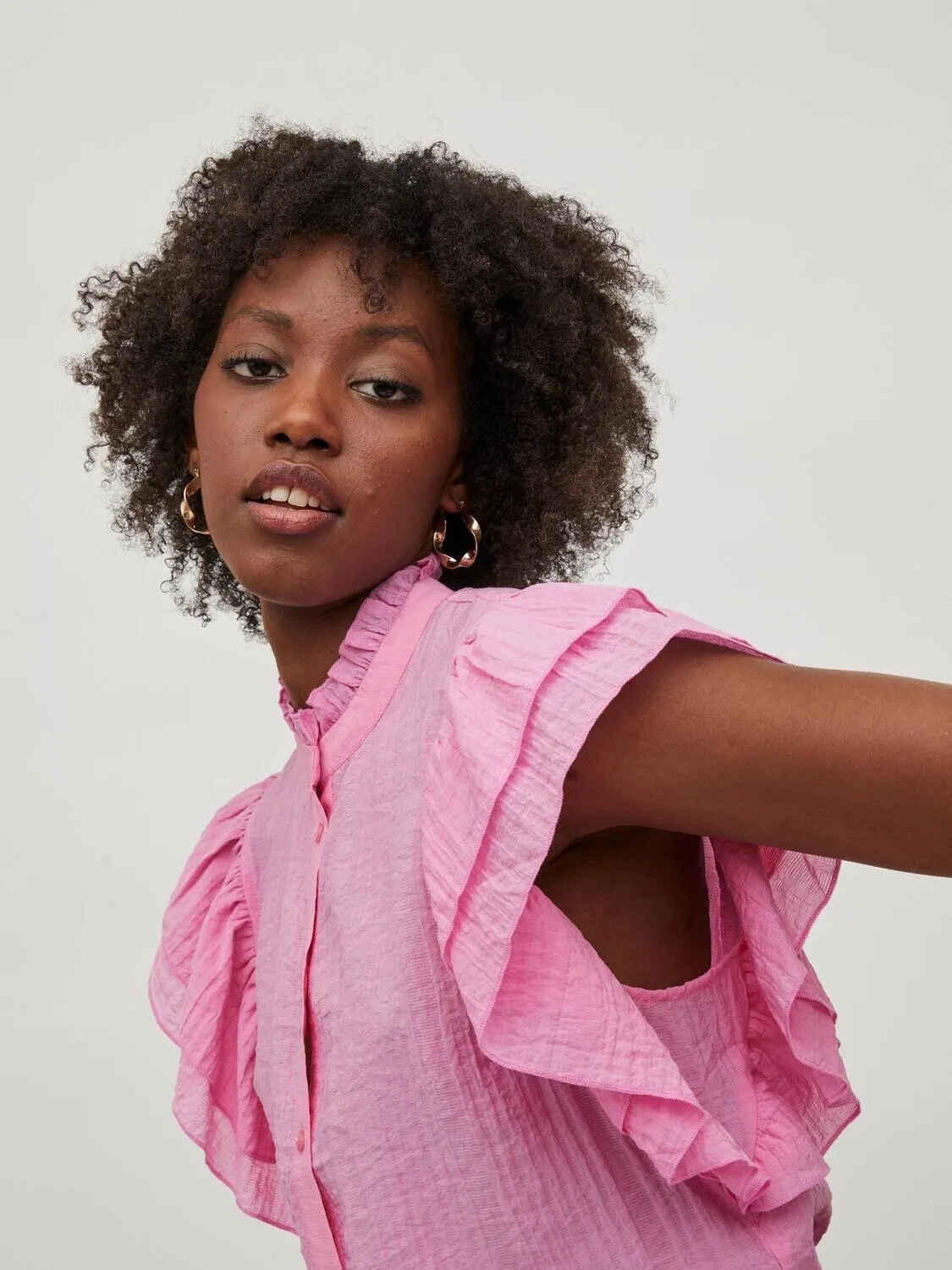 Vinillie Flounce Shirt (Pink)