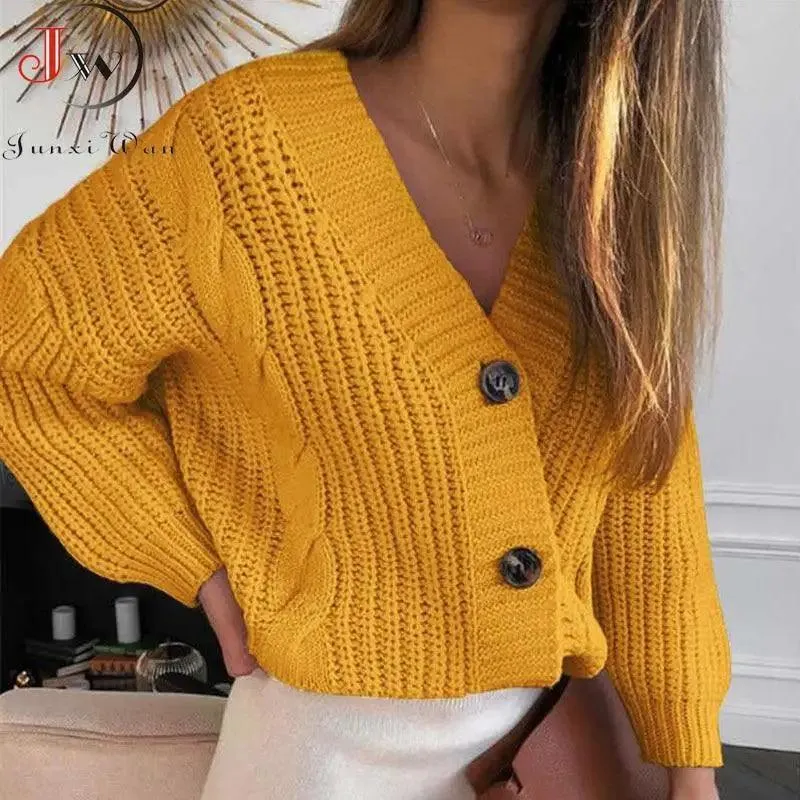 Vintage Warm Sweaters For Women Autumn Knit Sweater Cardigan For Female Casual Long Sleeve Button Knitted Sweaters Coat Winter Warm Clothes