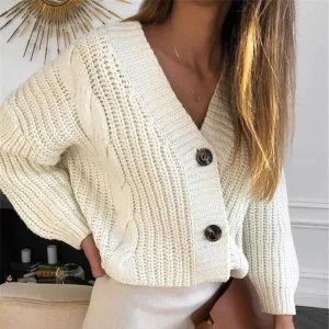 Vintage Warm Sweaters For Women Autumn Knit Sweater Cardigan For Female Casual Long Sleeve Button Knitted Sweaters Coat Winter Warm Clothes