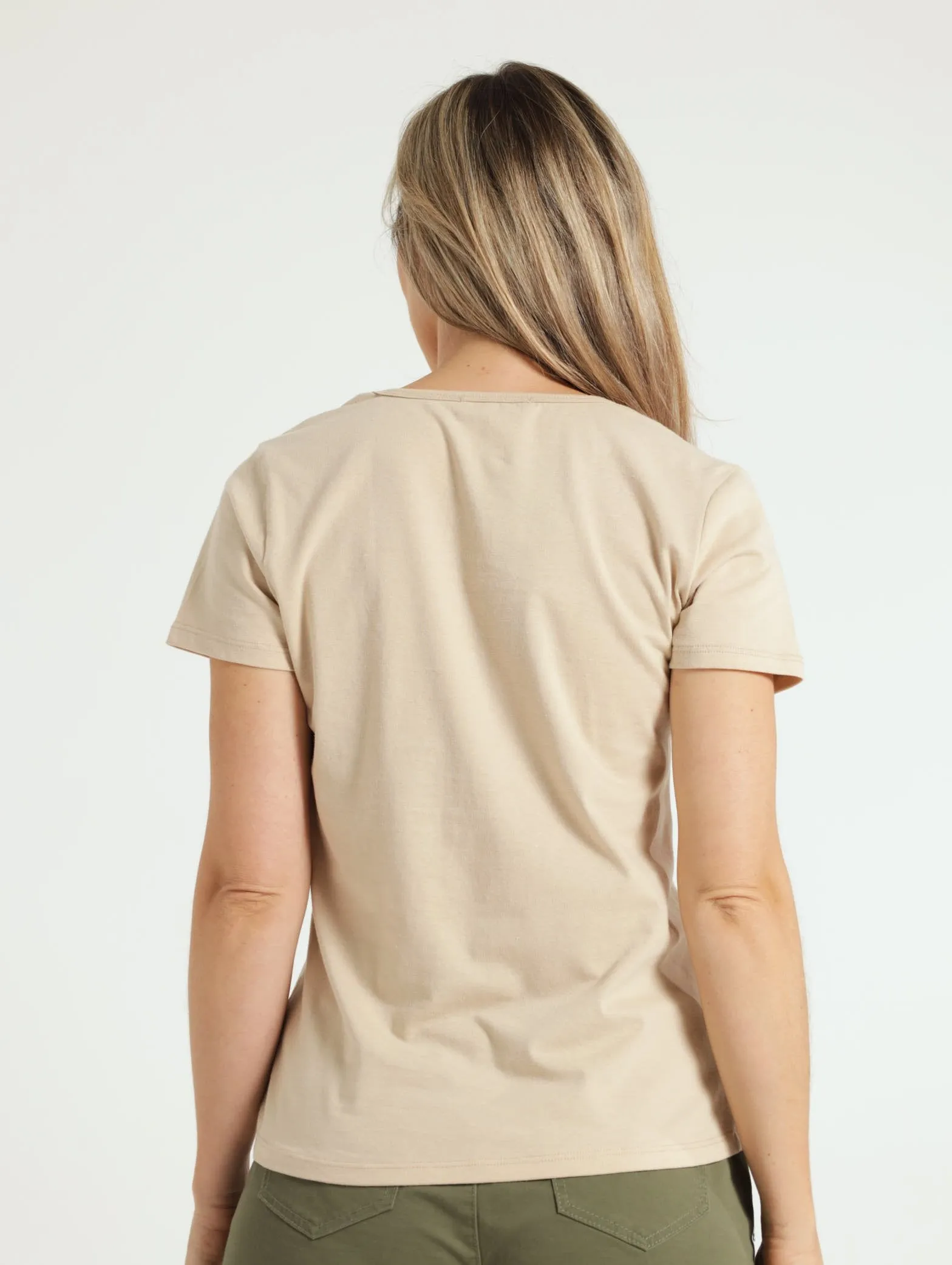 Voop Neck Stretch Tee - Stone