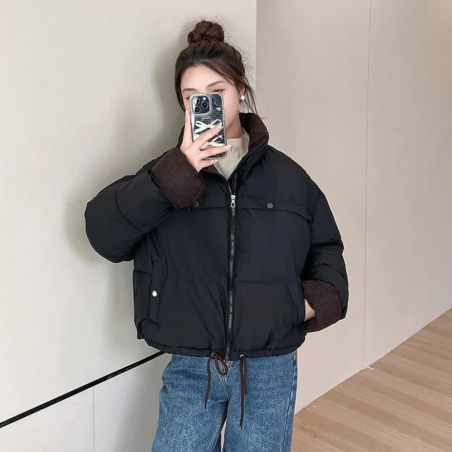 Waterproof and Windproof Cropped Puffer Jacket for Ladies