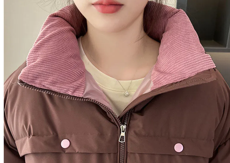 Waterproof and Windproof Cropped Puffer Jacket for Ladies