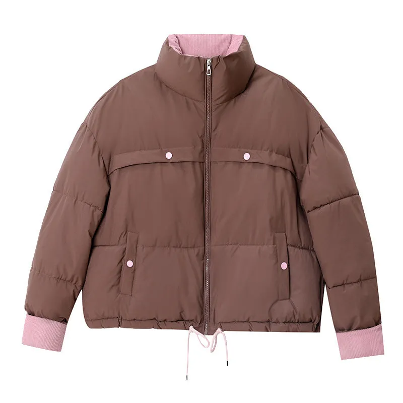 Waterproof and Windproof Cropped Puffer Jacket for Ladies