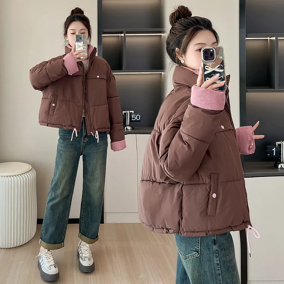 Waterproof and Windproof Cropped Puffer Jacket for Ladies