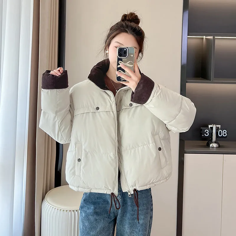 Waterproof and Windproof Cropped Puffer Jacket for Ladies
