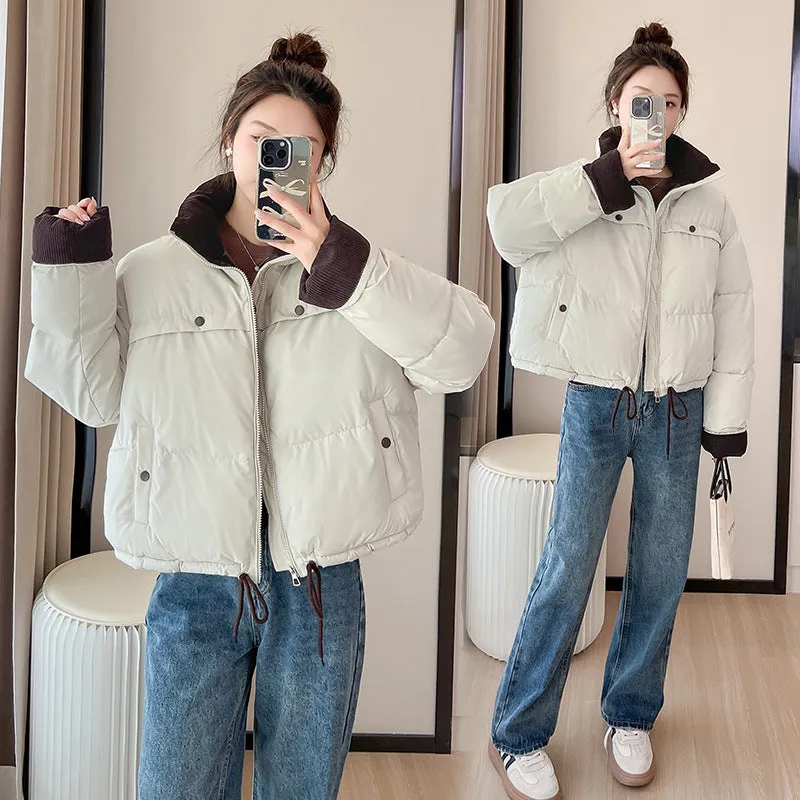 Waterproof and Windproof Cropped Puffer Jacket for Ladies