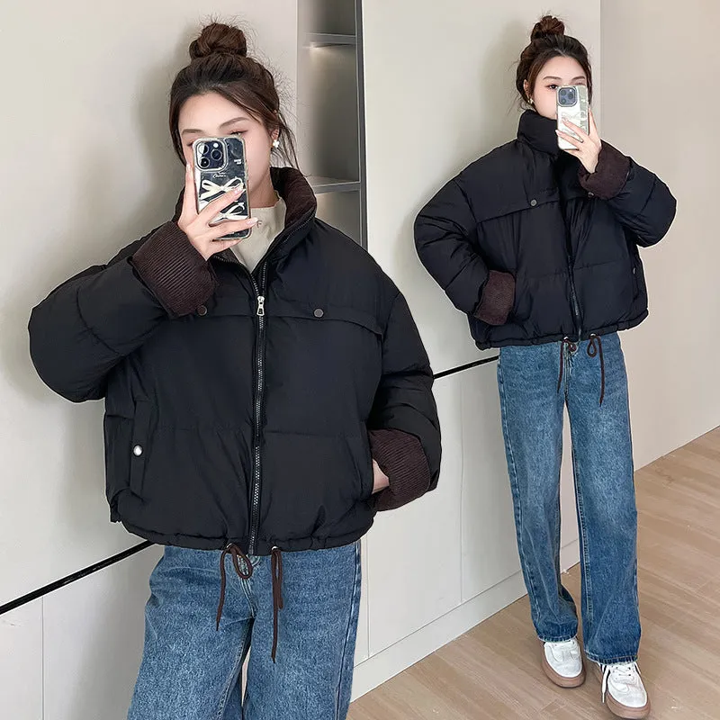 Waterproof and Windproof Cropped Puffer Jacket for Ladies