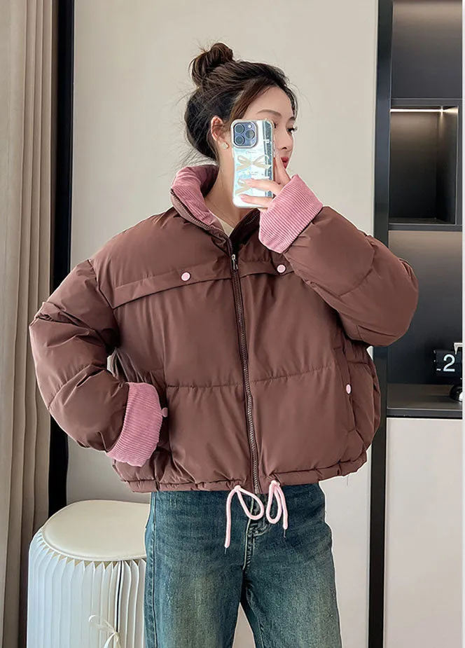 Waterproof and Windproof Cropped Puffer Jacket for Ladies