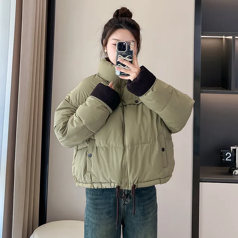 Waterproof and Windproof Cropped Puffer Jacket for Ladies
