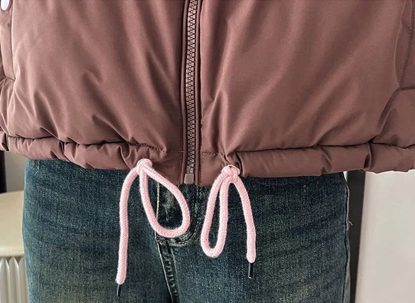 Waterproof and Windproof Cropped Puffer Jacket for Ladies
