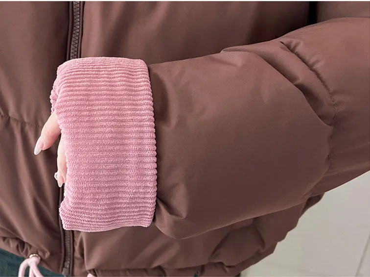 Waterproof and Windproof Cropped Puffer Jacket for Ladies