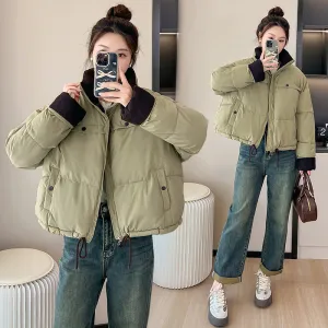 Waterproof and Windproof Cropped Puffer Jacket for Ladies