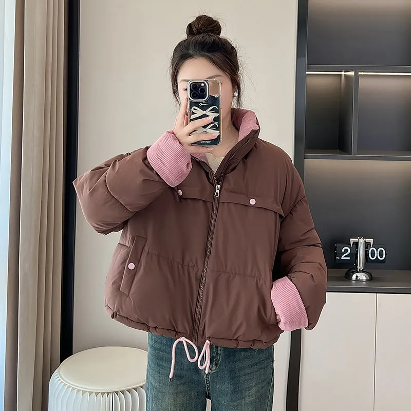 Waterproof and Windproof Cropped Puffer Jacket for Ladies