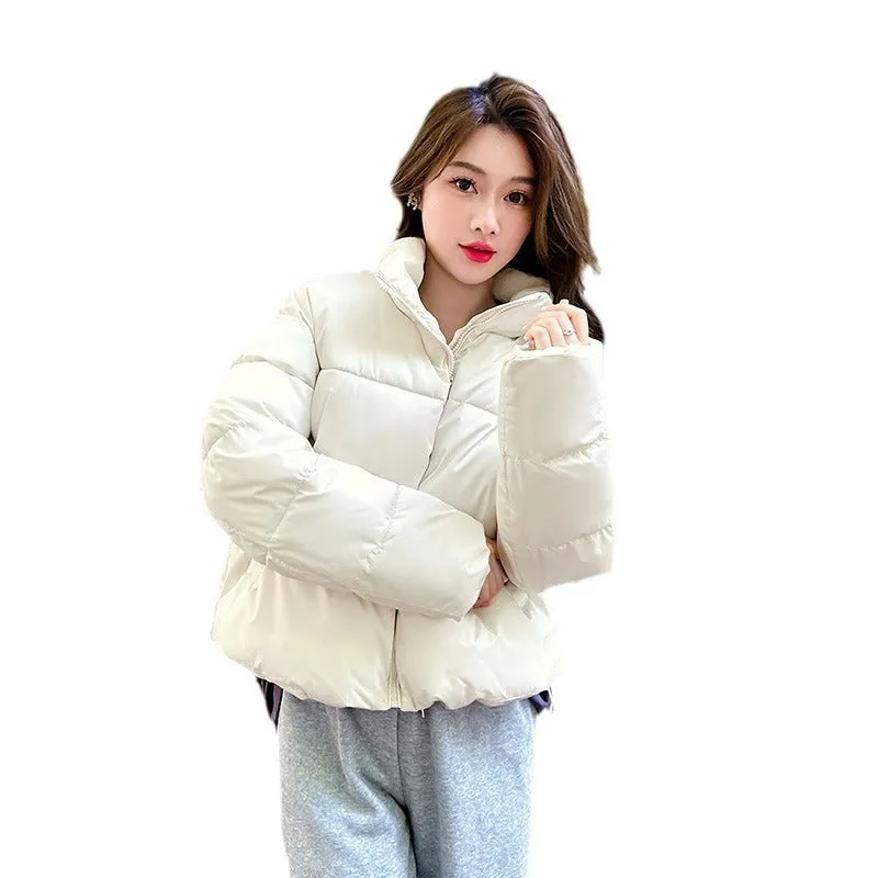 Waterproof and Windproof Cropped Puffer Jacket for Women