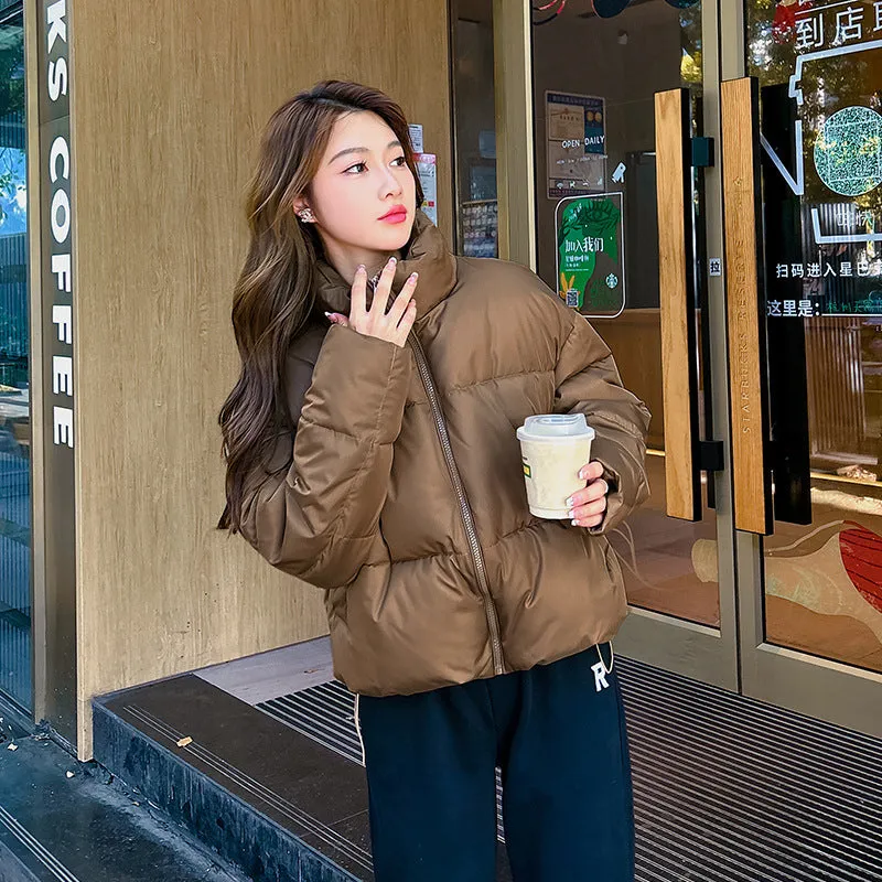 Waterproof and Windproof Cropped Puffer Jacket for Women