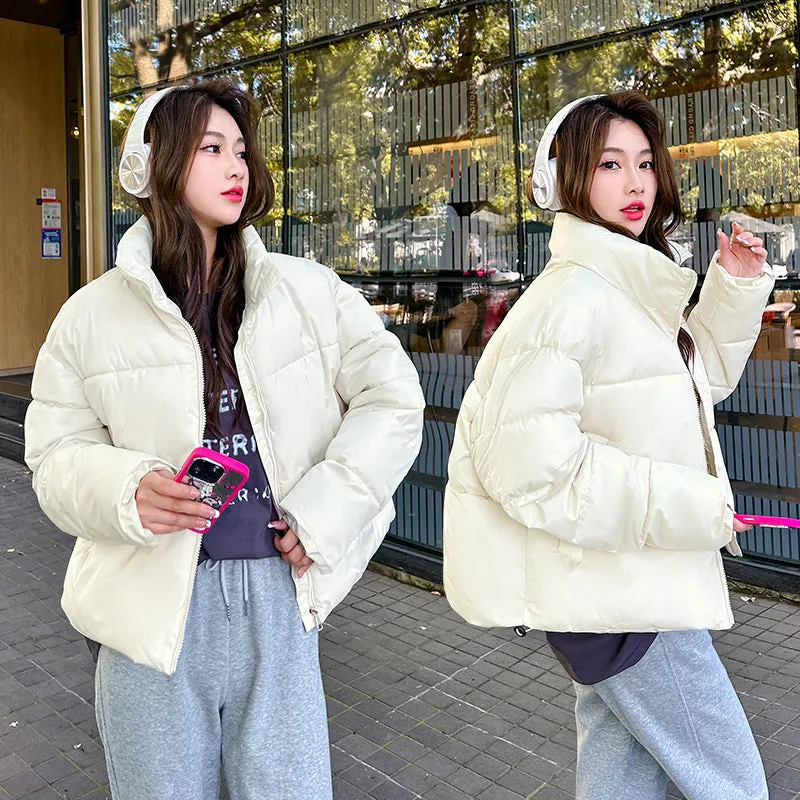 Waterproof and Windproof Cropped Puffer Jacket for Women