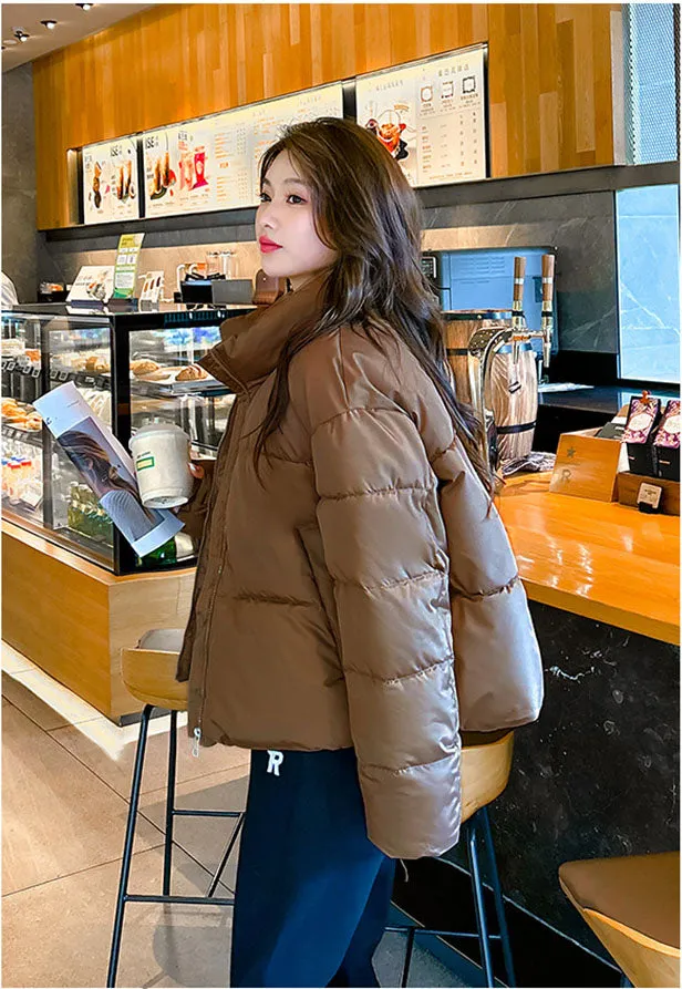 Waterproof and Windproof Cropped Puffer Jacket for Women