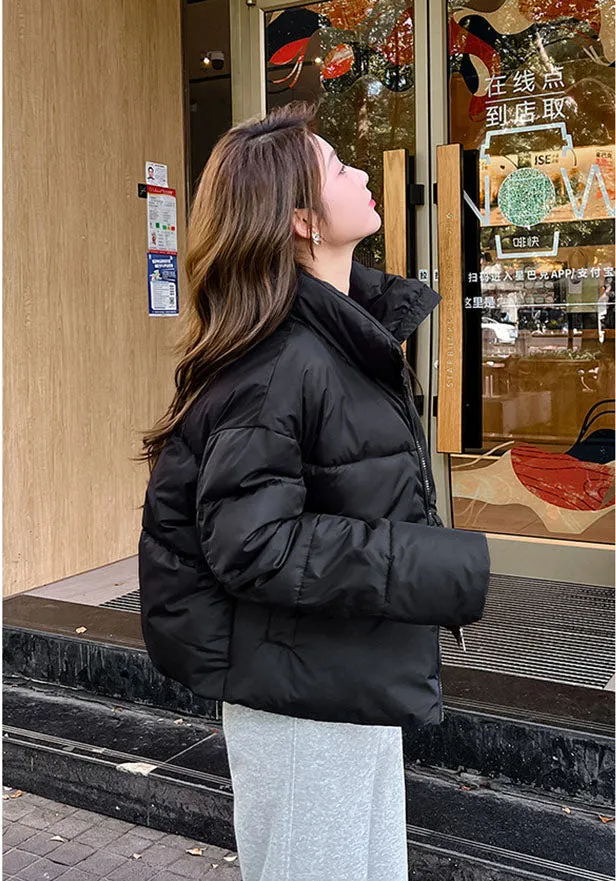 Waterproof and Windproof Cropped Puffer Jacket for Women